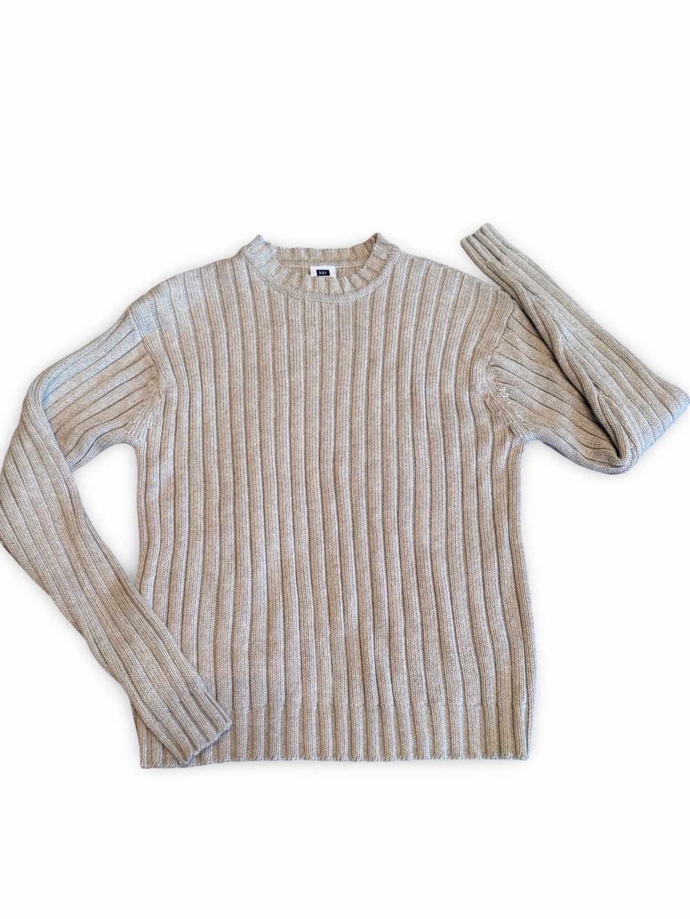 GAP Oatmeal Rib Knit Cotton Sweater Size Small Neutral Classic